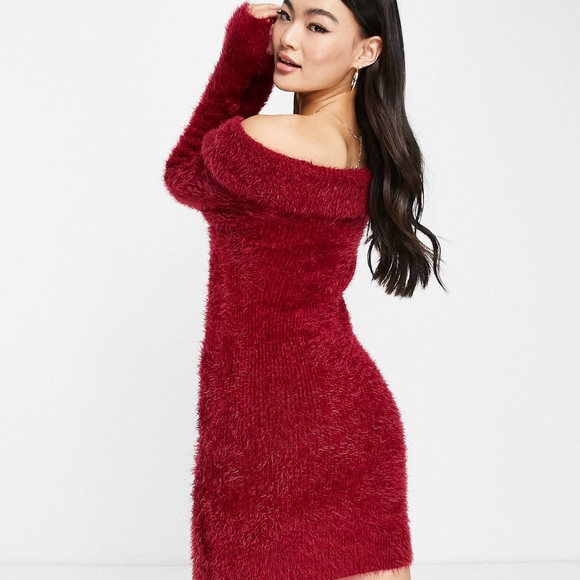 Off Shoulder Sweater Dress - Picture 2 of 7
